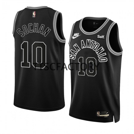 Maillot Basket San Antonio Spurs Jeremy Sochan 10 Nike 2022-23 Classic Edition Noir Swingman - Homme